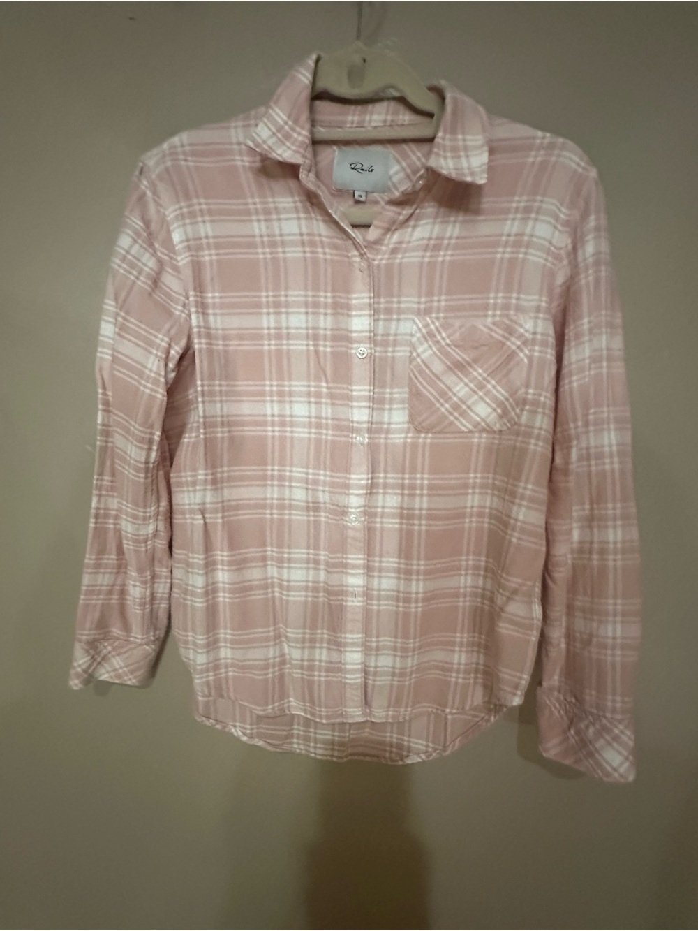 Rails Pink and White Plaid Button-Up Shirt size XS